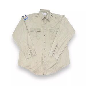 Vintage ORVIS Cotton Twill Beige Army Long Sleeve Shirt Size Large